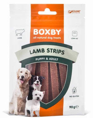 Boxby Lamb Strips natūralūs skanėstai šunims - ėrienos juostelės 90g