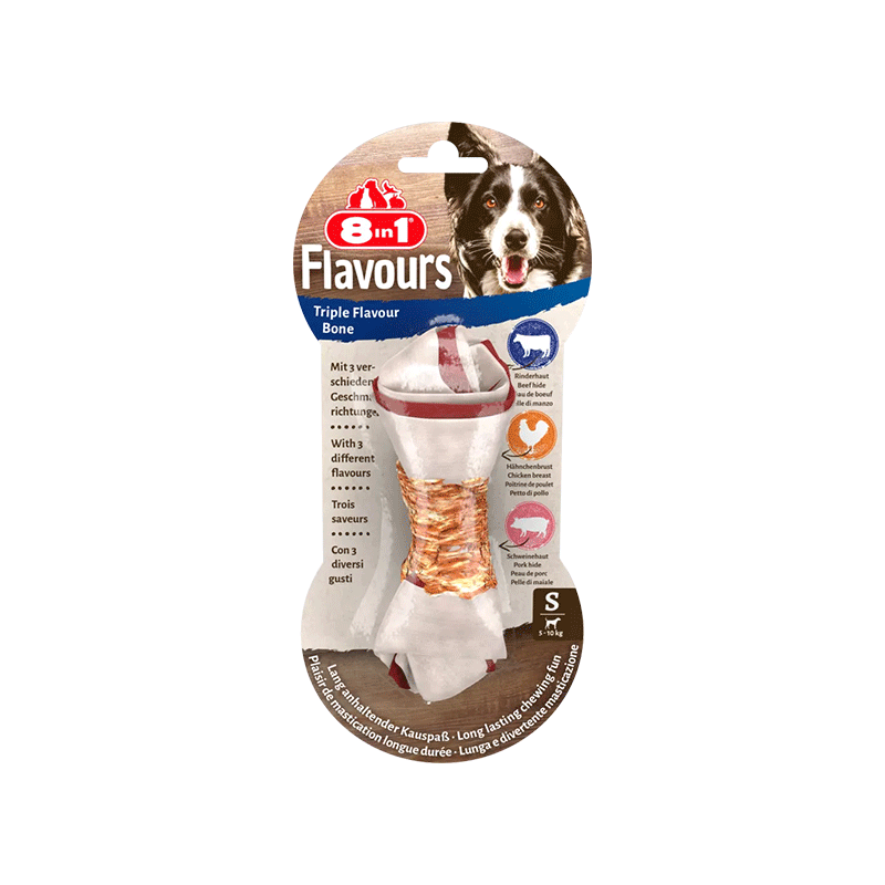 8in1 Flavours S trigubo skonio kaulas mažų veislių šunims, 1 vnt.