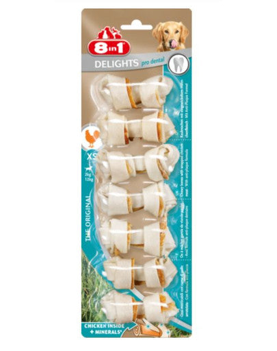 8in1 Delights Pro Dental XS kaulas mažų veislių šunims, 7 vnt.