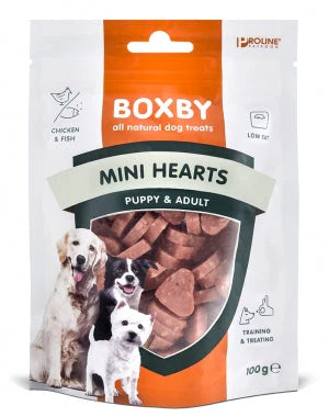 Boxby Mini Hearts natūralūs skanėstai šunims širdelės 100g