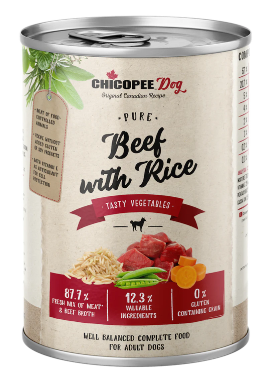 Chicopee Dog natūralūs konservai šunims su jautiena ir ryžiais – 400 g