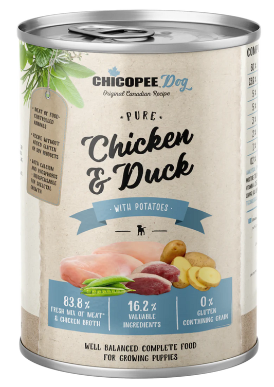 Chicopee Dog natūralūs konservai šunims su vištiena, antiena ir bulvėmis – 400 g