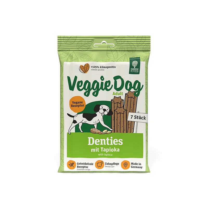 Green Petfood VeggieDog Denties skanėstai šunims su tapijoka, 180 g