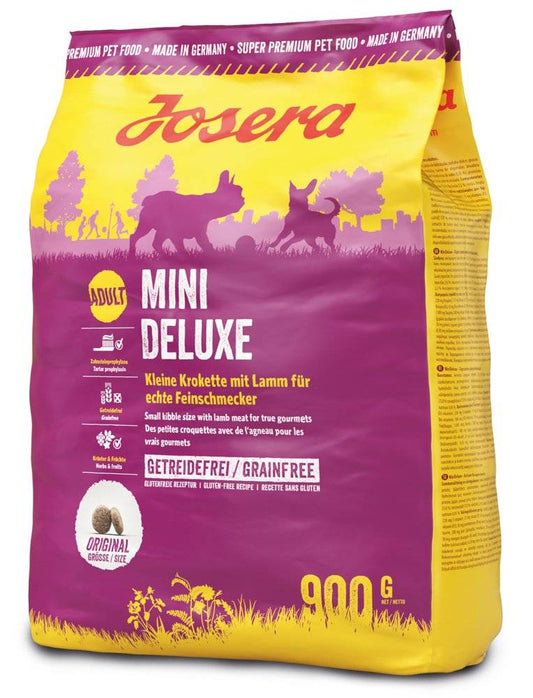 Josera MiniDeluxe begrūdis sausas pašaras mažų veislių šunims su ėriena, 900 g