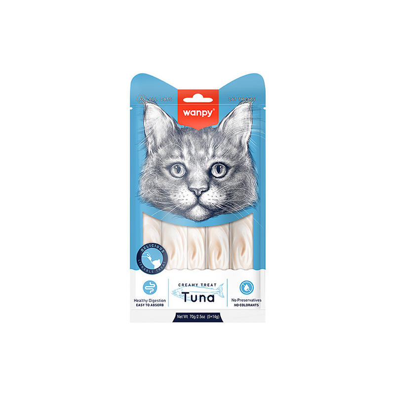 Wanpy Creamy Treats skanėstas katėms su tunu 70 g (5x14 g)